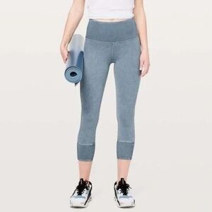 Lululemon Wunder Under Crop 23" Ribbed Washed Blue Moon Size 6